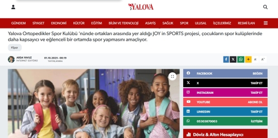 Joy in Sport Yalova Gazetesi Haberi